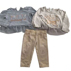 Toughskins Baby Girl 12M‎ Tops & Leggings 3-Piece Set Infant Pretty Bundle Sears